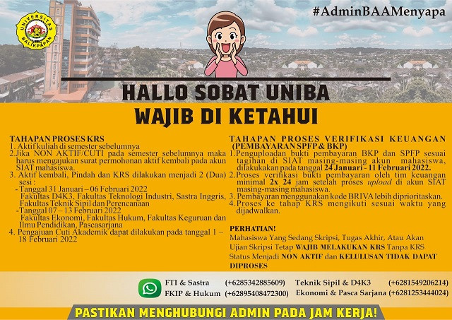 Info Daftar Ulang dan Pengurusan Kartu Rencana Studi (KRS) Semester Genap Tahun Akademik 2021-2022